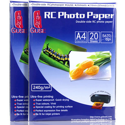 Двойник фото A4 RC покрытый смолой бумажный встал на сторону лоснистые водоустойчивые 210*297mm